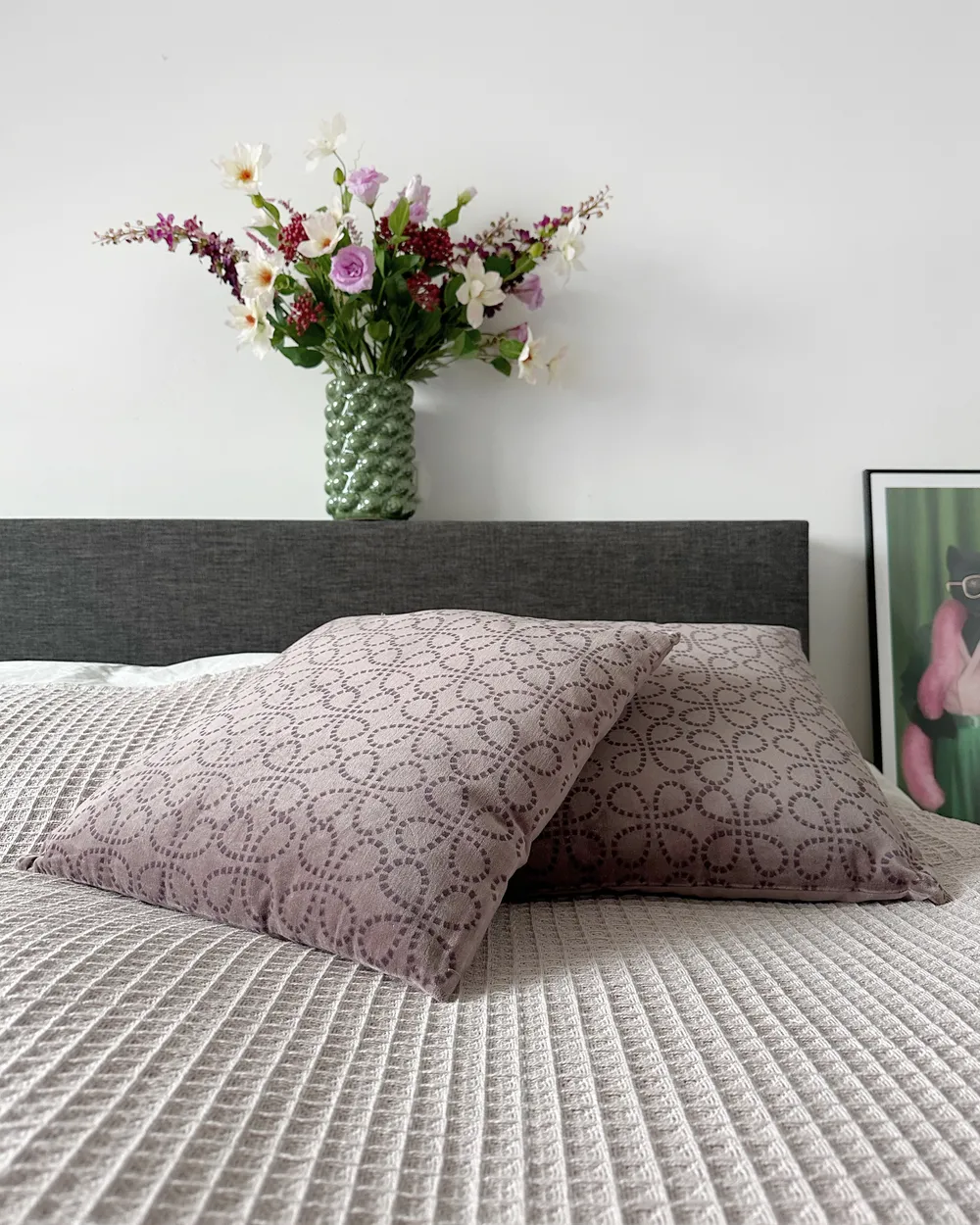 Dekokissen 2er Set LARKSPUR 45 x 45 cm Samtstoff Rosa Geometrisches Muster_957020