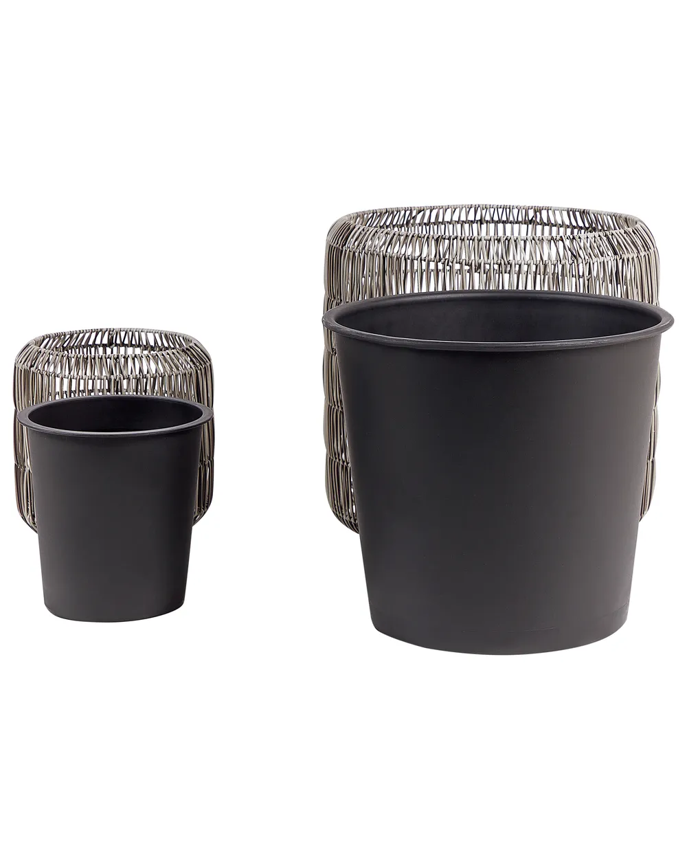 Set mit 2 Blumentöpfen BRODIEA 26/45 cm Polyrattan Hellbraun_914452