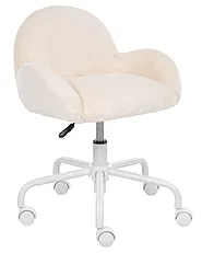 Chaise de bureau JUBBI Fourrure synthétique Blanc cassé_1163877