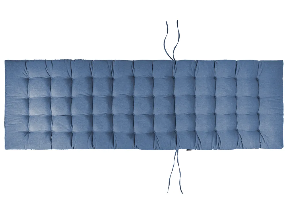 Sonnenliege mit Kissen CESANA PREMIUM mit Relaxfunktion Akazienholz Blau_1070546