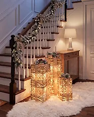 Weihnachtsdekoration 3er Set LED NAKILLA 64/54/42 cm Weihnachtsgeschenke Braun_1179663