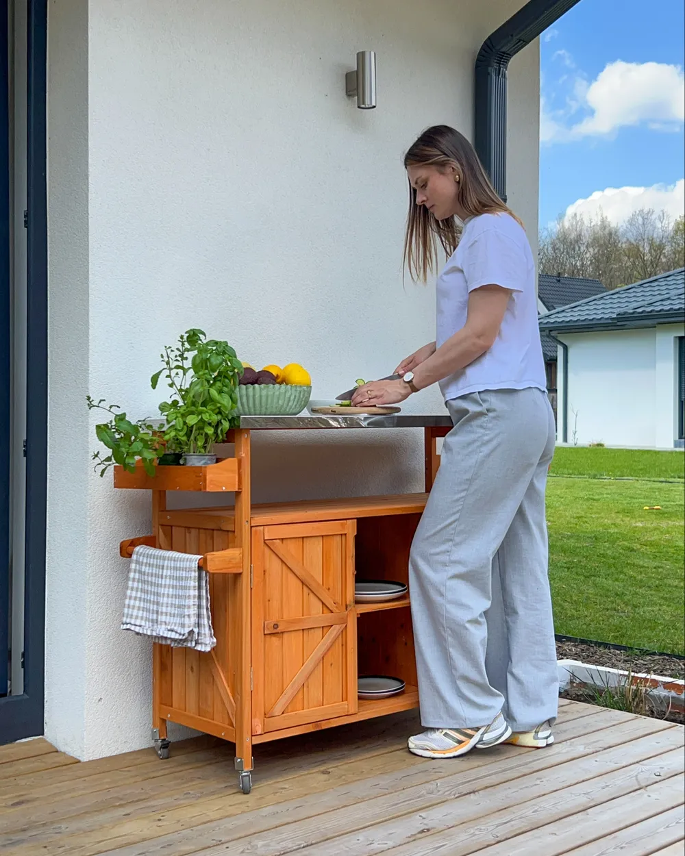 Outdoor-Kücheninsel SCANNO Hellbraun Tannenholz_1072099