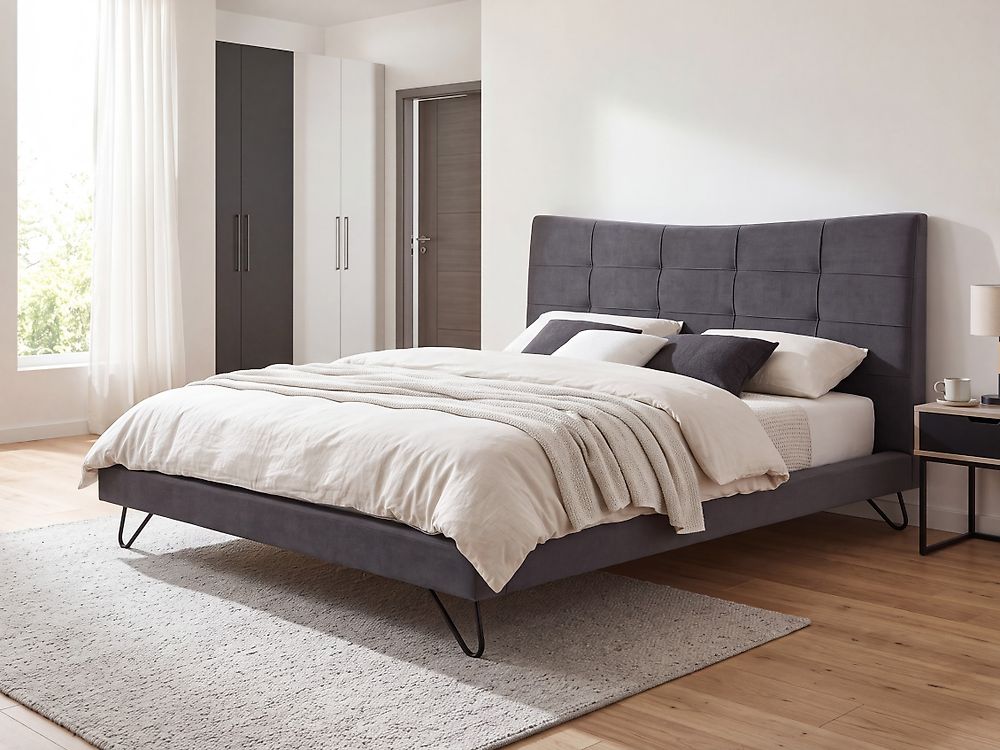 Bed Velvet LANNION 160 x 200 cm (EU King Size) Dark Grey
