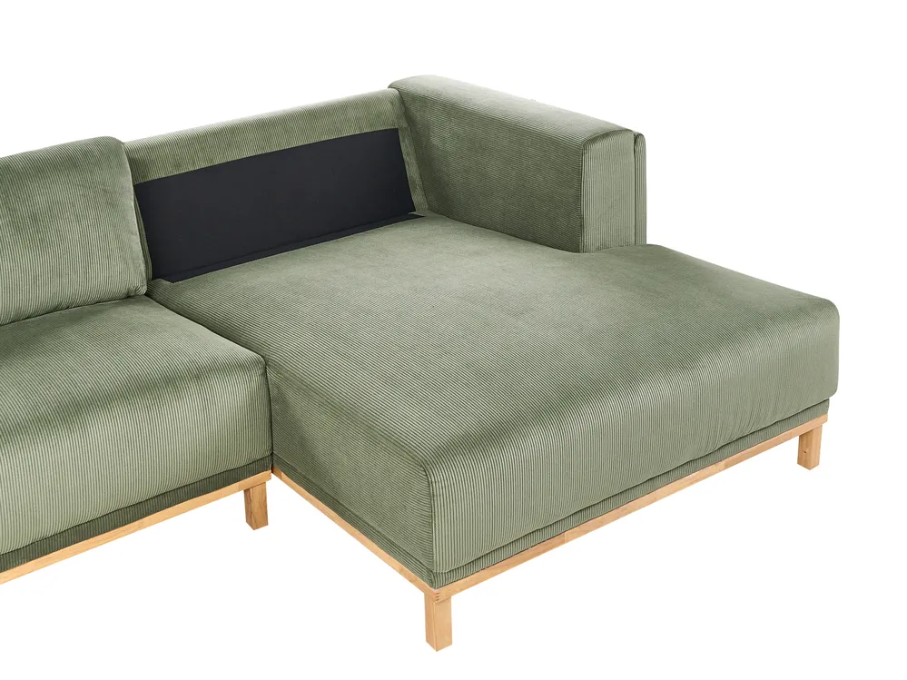 Corner Sofa 5 Seater VENG Corduroy Green Left Hand_1009703