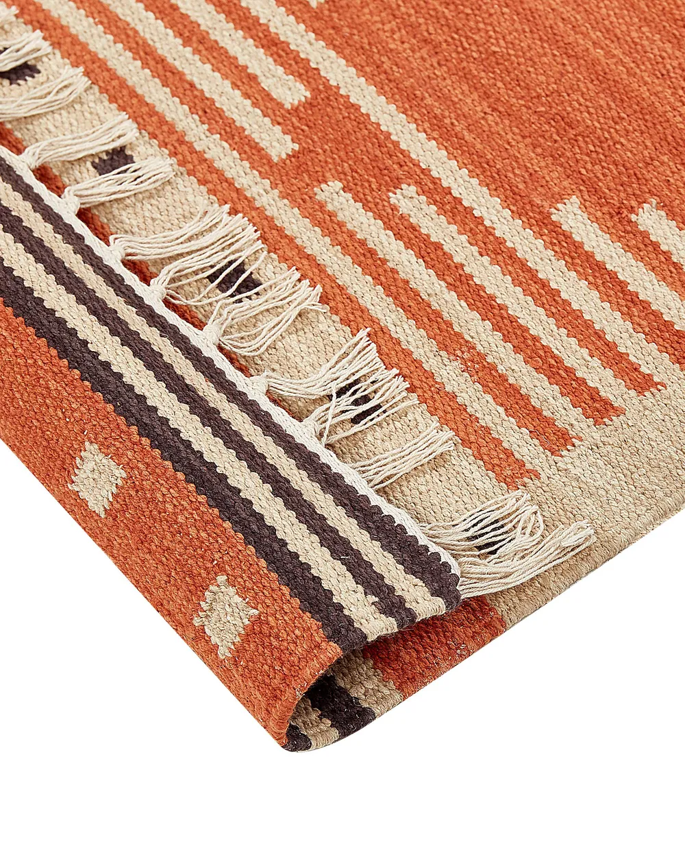 Teppich GAVAR Orange 80 x 300 cm Kelim Baumwolle_869195