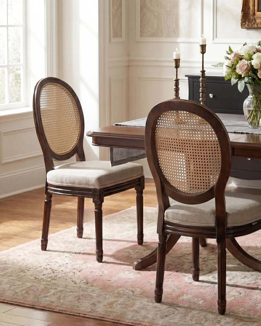 Set of 2 Chairs NIVLOC Wood Dark Brown/ Beige_1095723