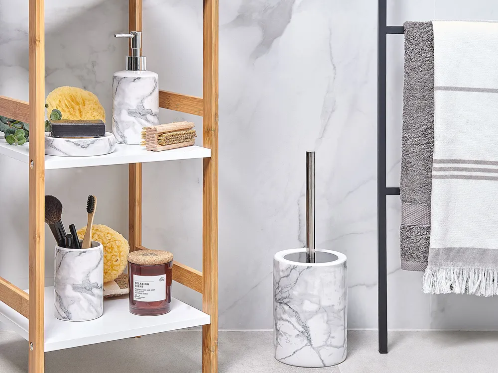 Badaccessoires Set 4-teilig ARAUCO Keramik Marmor Optik Weißer Marmor