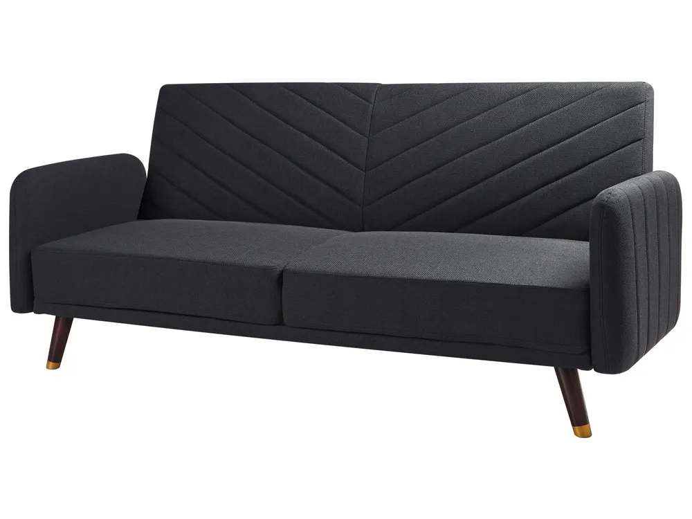 Sofa Bed 3 Seater SENJA Faux Linen Black_944808