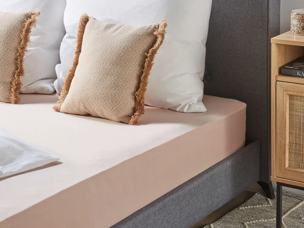 Spannbettlaken HOFUF 140 x 200 cm Baumwolle Beige
