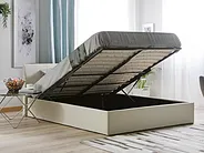 Ottoman Bed ORBEY Fabric Light Beige 160 x 200 cm (EU King Size)_731187