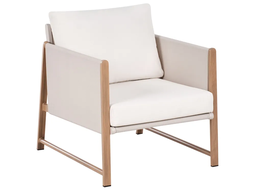 Lounge Set mit Tisch und Ottomane 5-Sitzer NOLA Metall Hellbeige_998398