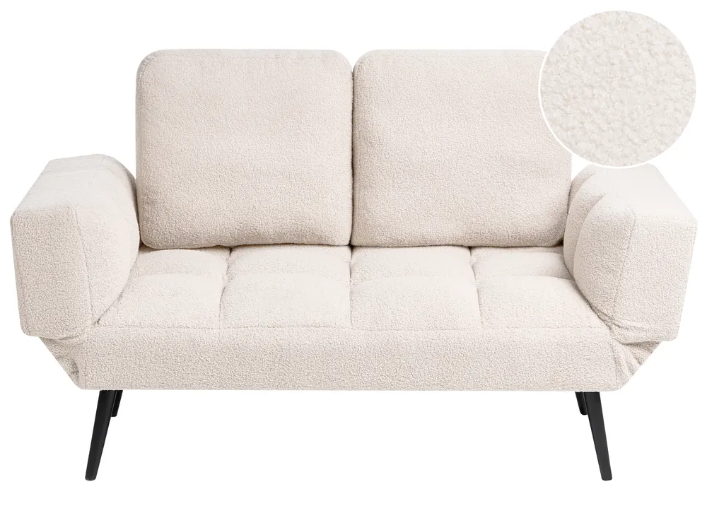 Schlafsofa 2-Sitzer BREKKE Bouclé Cremeweiß