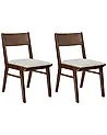 Set of 2 Dining Chairs ENOLA Wood Brown/ Light Beige