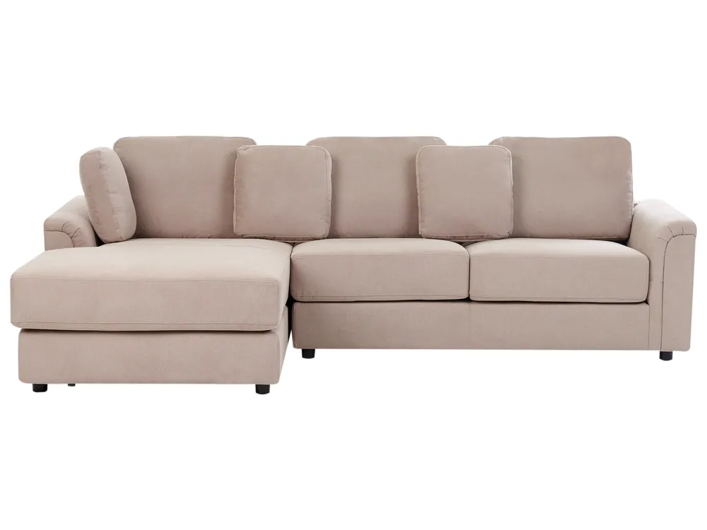 Ecksofa 4-Sitzer KOHLO mit Ottomane Stoff Taupe rechtsseitig_945123