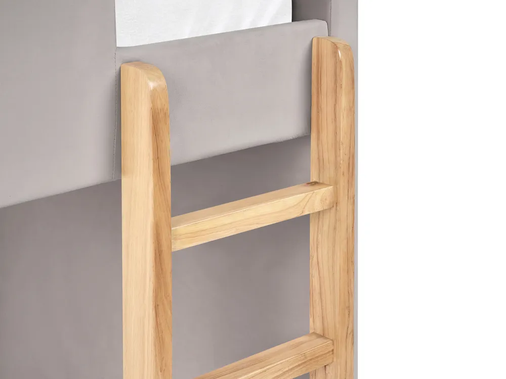 Hochbett Samtstoff CHOCQUES 90 x 200 cm Hellgrau_1040684