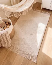 Kinderteppich KHONOMA Hellbeige 60 x 90 cm Baumwolle_1107530