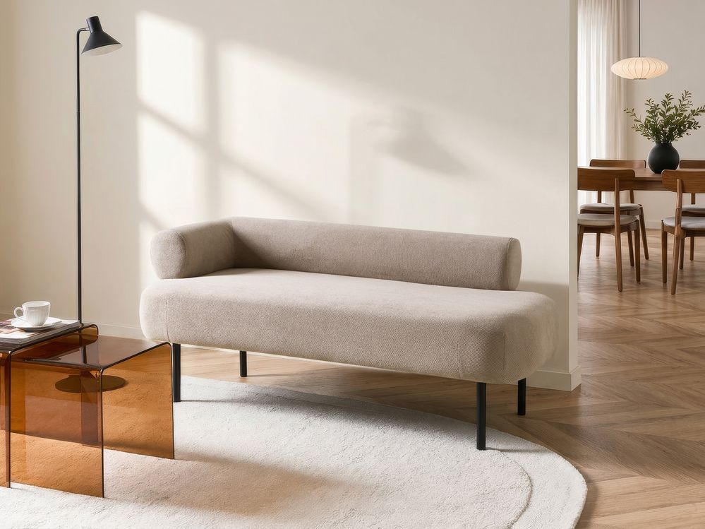 Linksseitige Chaiselongue MIRMANDE Stoff Hellbraun