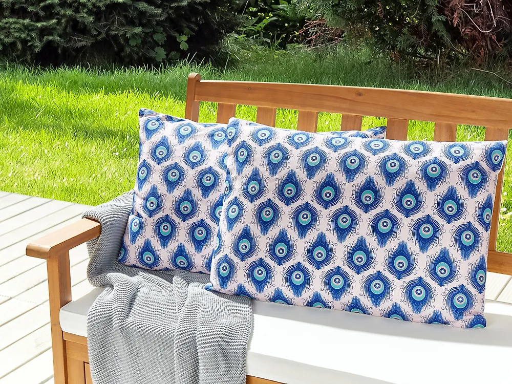 Gartenkissen 2er Set CERIANA Tiermuster 40 x 60 cm Blau_1182676