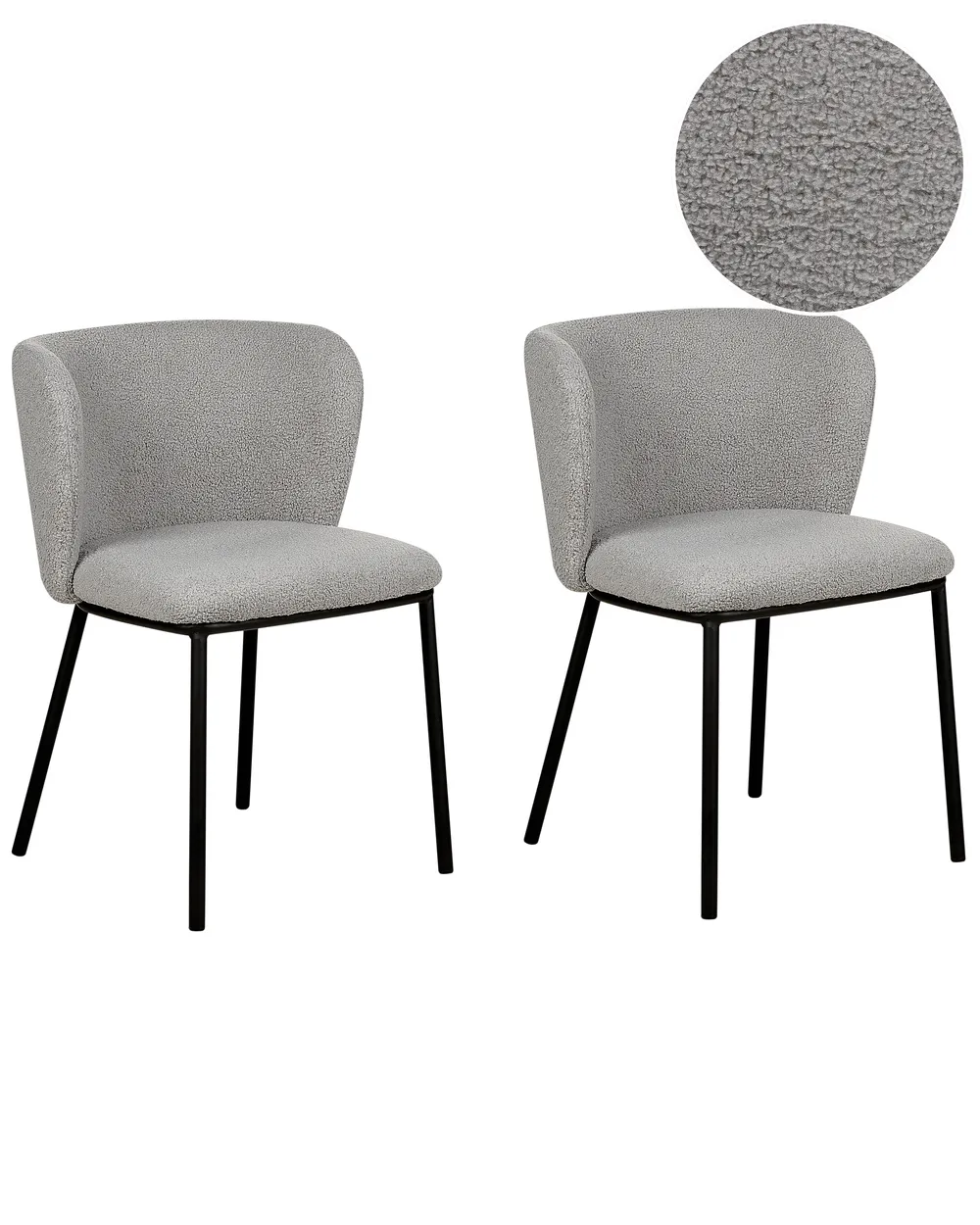 Esszimmerstuhl 2er Set MINA Bouclé Grau