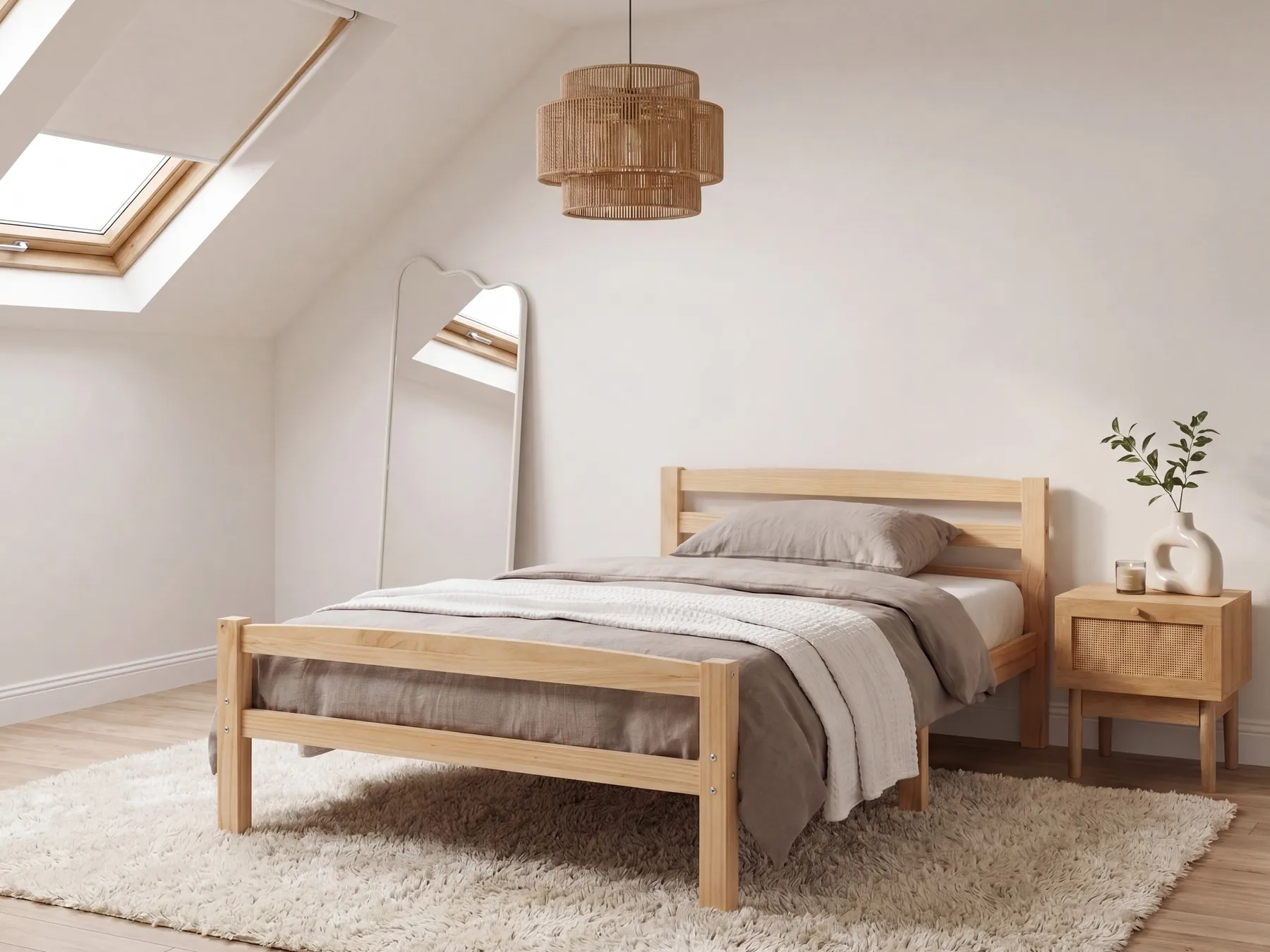Bed Pine Wood ECHALLON 120 x 200 cm (EU Small Double) Light Brown_1113327