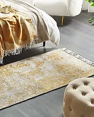 Teppich BOYALI Senfgelb 80 x 150 cm Viskose_1179930