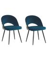 Esszimmerstuhl 2er Set VIVIAN Samtstoff Seeblau