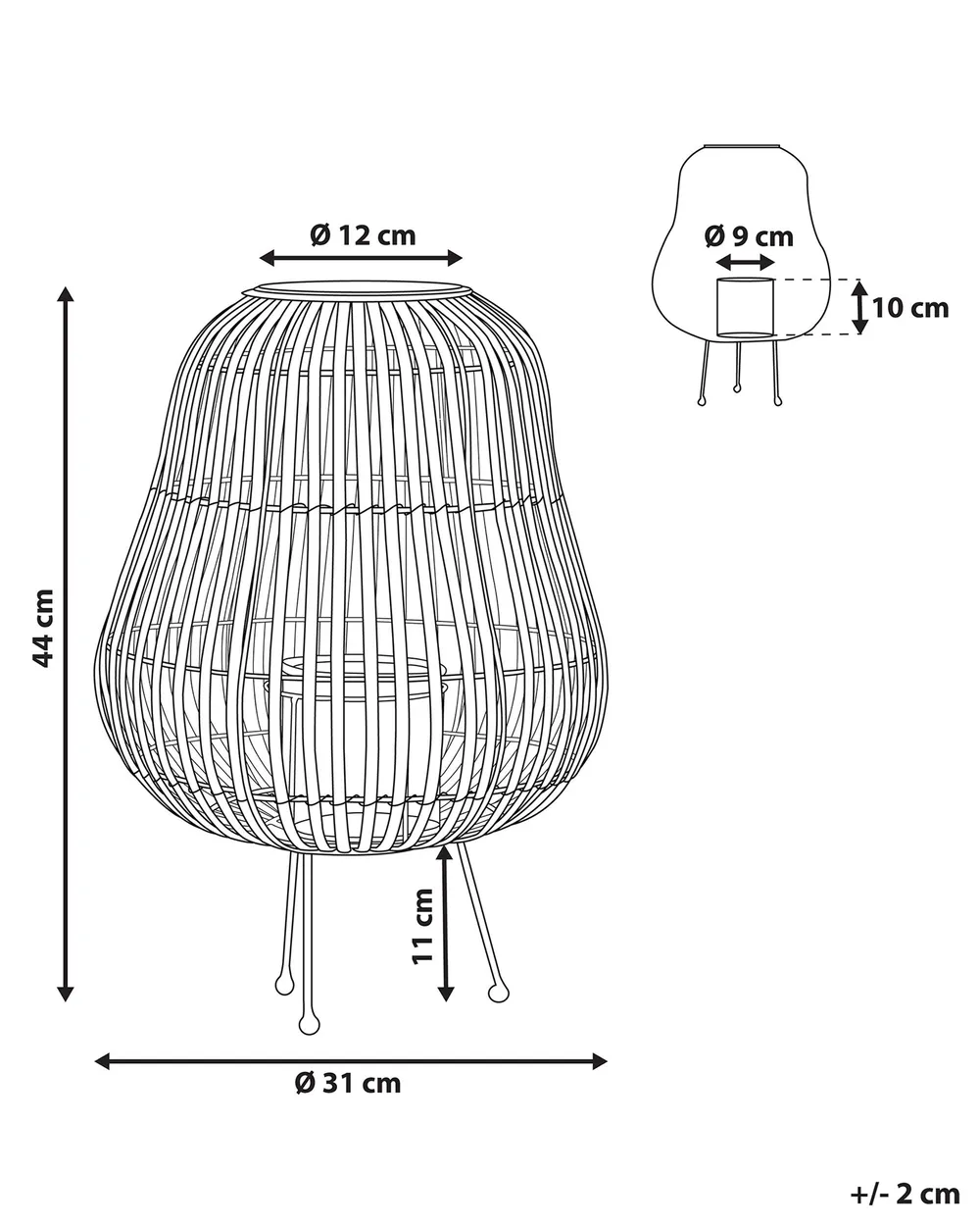 Laterne BERKNER 44 cm Weidenholz Naturfarben_774574