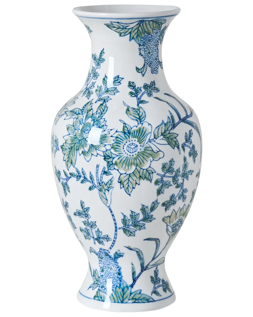 Flower Vase LLANES 36 cm Porcelain White/ Blue