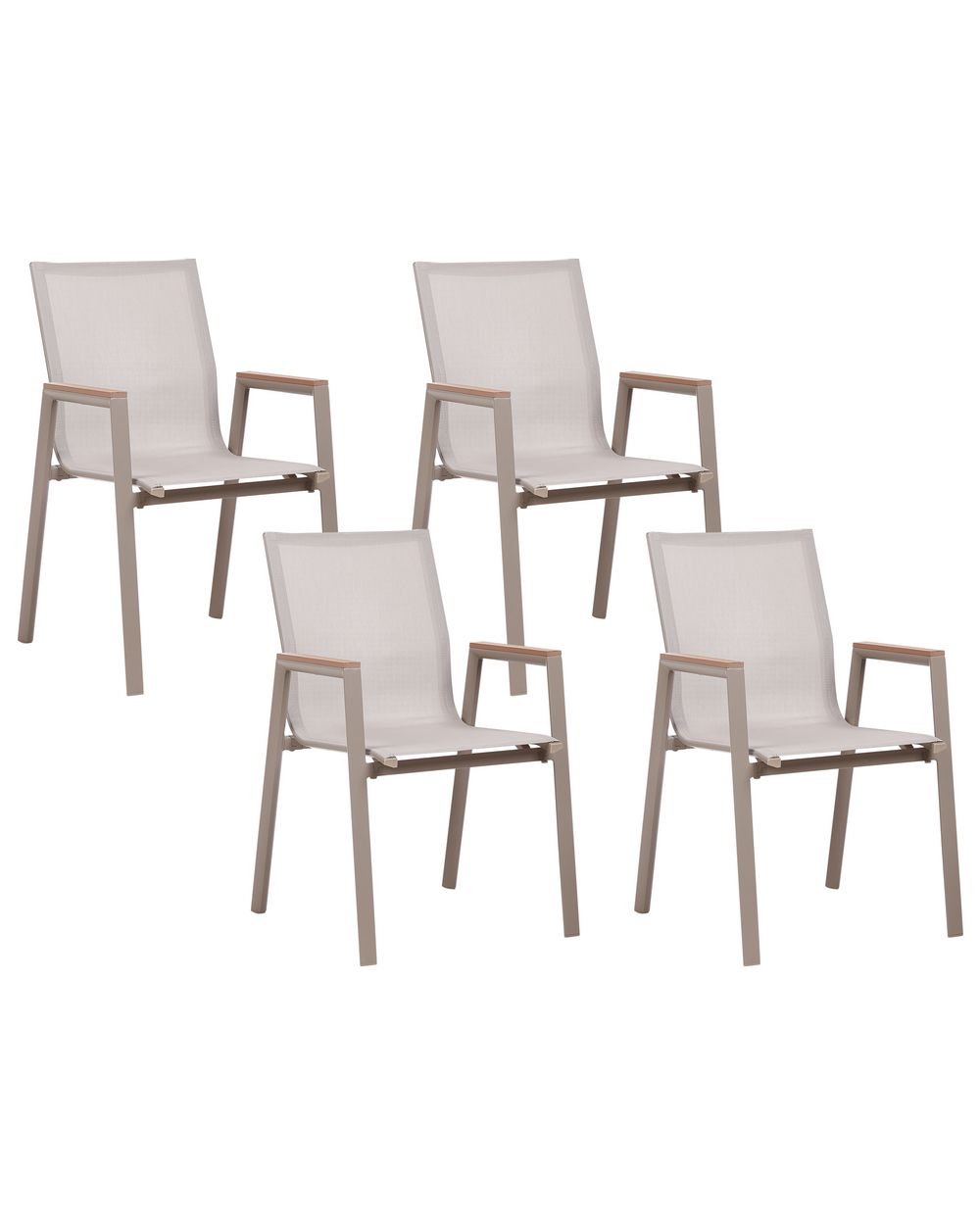 Gartenstuhl 4er Set TIANO Metall Taupe