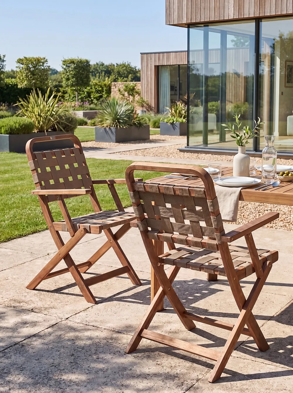 Set of 2 Garden Chairs MILZANO Acacia Wood Brown