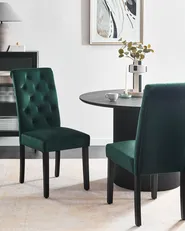 Set of 2 Dining Chairs VELVA Velvet Dark Green_949752