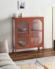Sideboard mit Glastüren SARRE 90 cm Metall Goldbraun_1069108