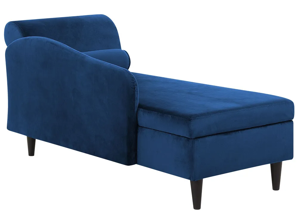 Rechtsseitige Chaiselongue LUIRO mit Stauraum Samtstoff Marineblau_769587