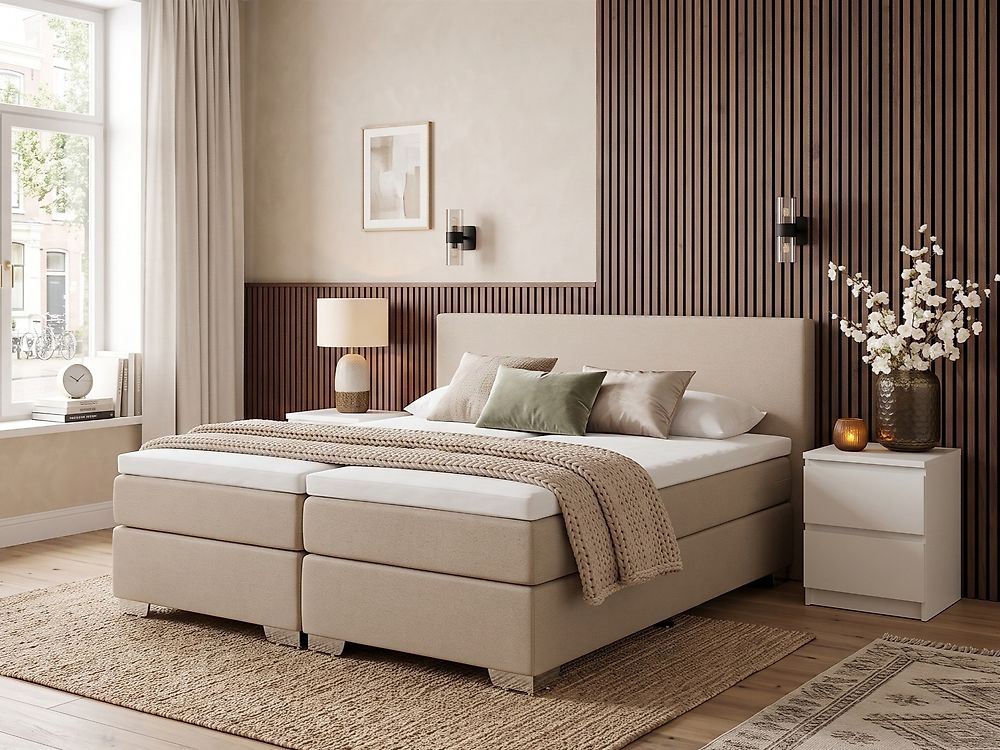Divan Bed Fabric PRESIDENT 160 x 200 cm (EU King Size) Beige
