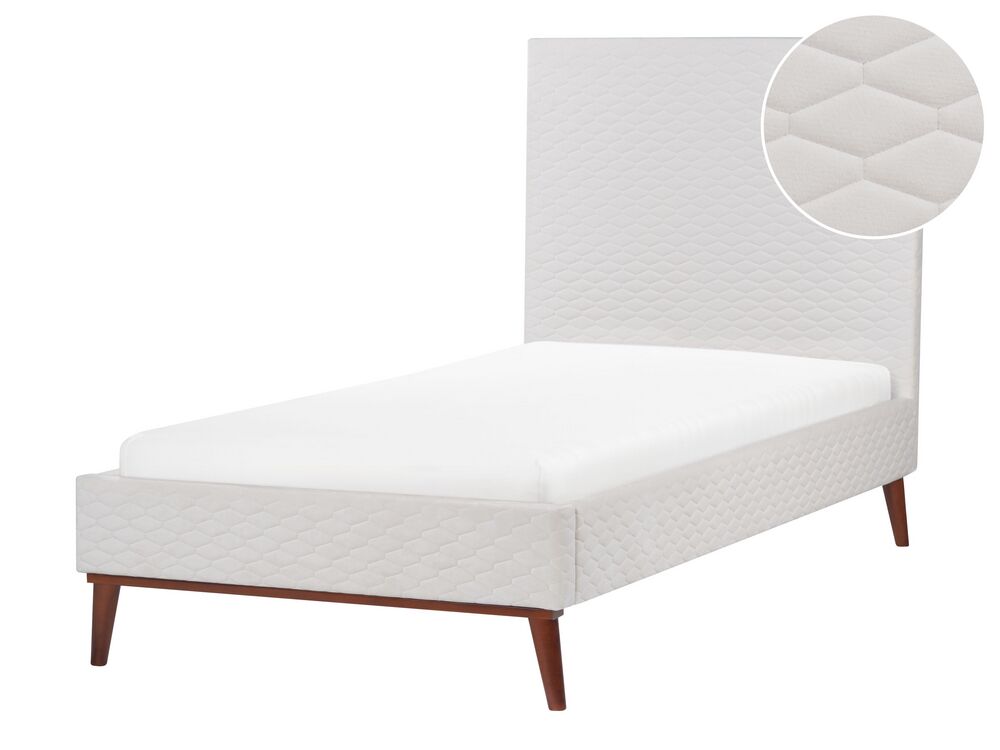 Bed Velvet BAYONNE 90 x 200 cm (EU Single) Off-White