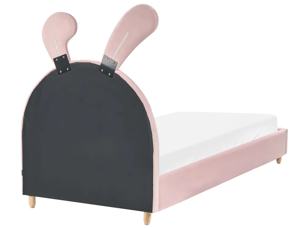 Kids Bed Rabbit Velvet LALLIAS 90 x 200 cm (EU Single) Pink_984288