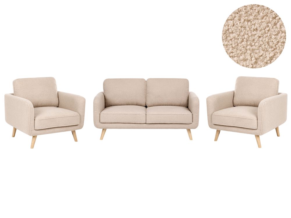 Living Room Set 4 Seater KILJA Boucle Beige