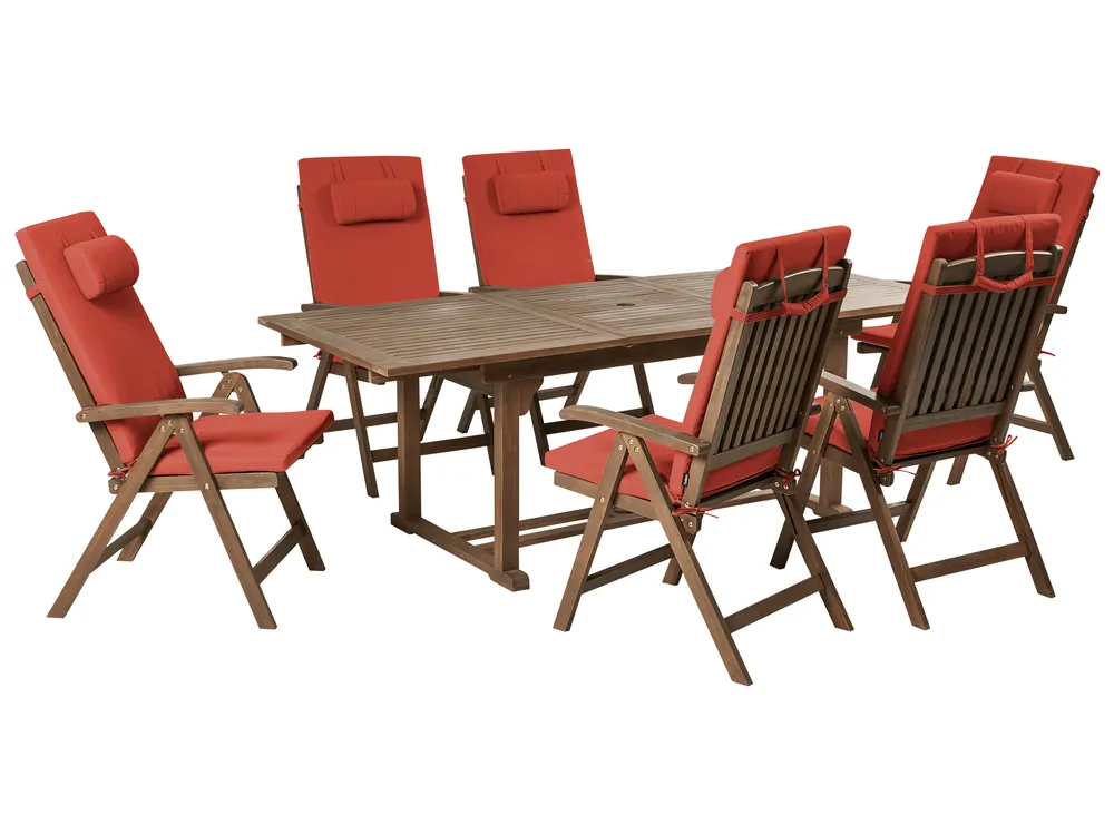 Gartenmöbel Set 6-Sitzer AMANTEA PREMIUM Akazienholz Rot