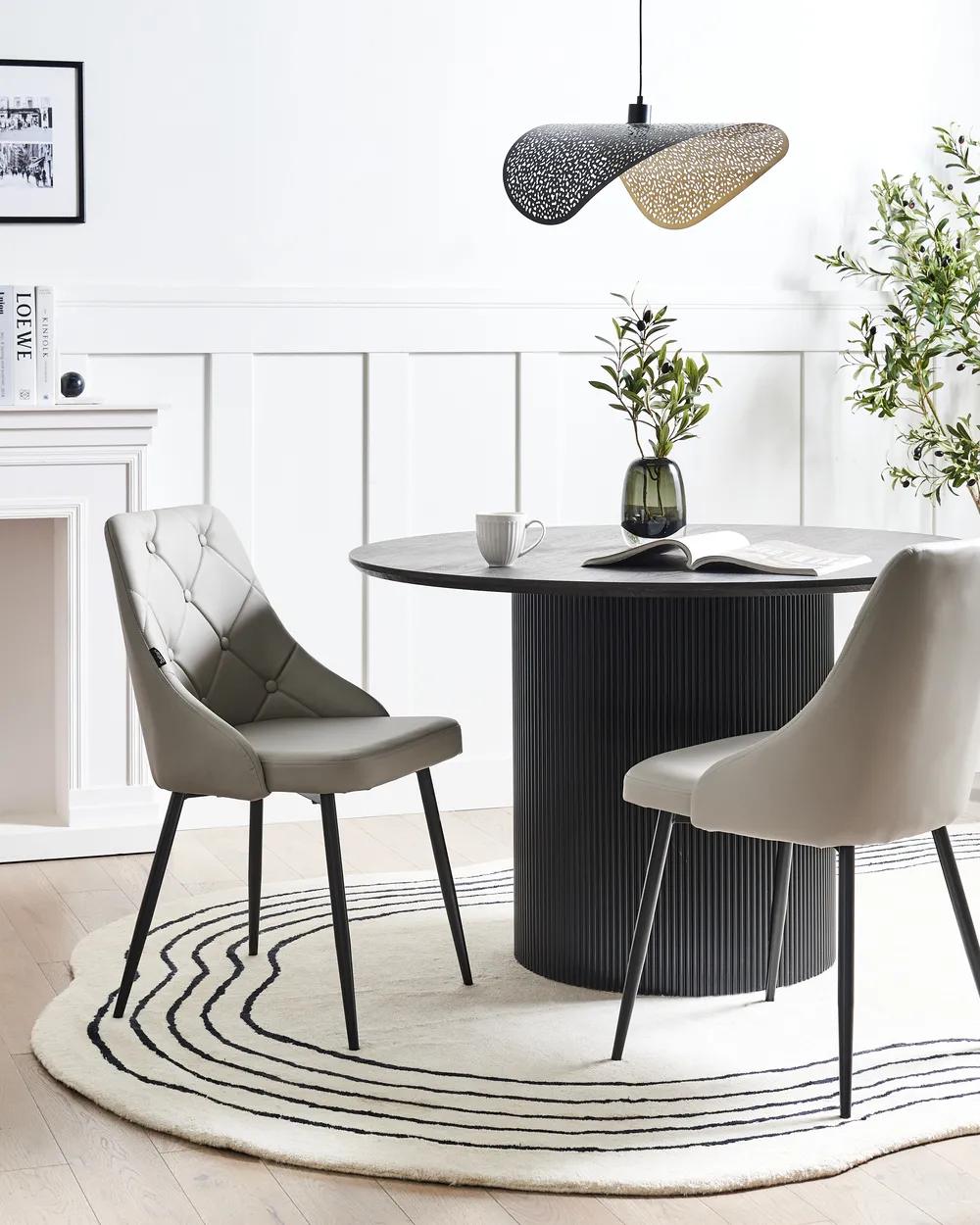 Set of 2 Dining Chairs VALERIE Faux Leather Light Grey