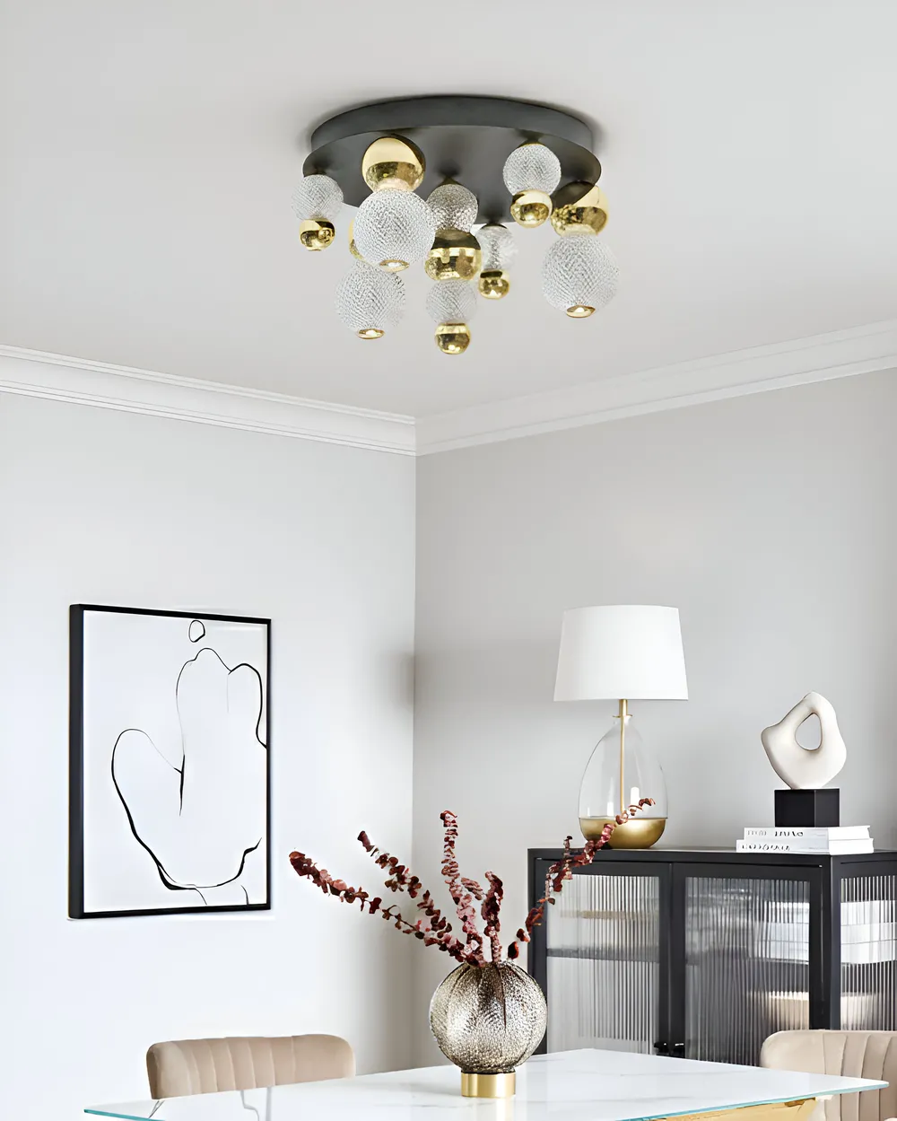 LED Ceiling Lamp SORA Glass Gold_1034038