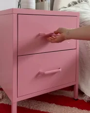 Nachttisch mit 2 Schubladen MALAVI Metall Rosa_1001637