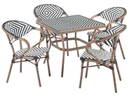 Gartenmöbel Set 4-Sitzer CASPRI Polyrattan Schwarz / Weiß_990553