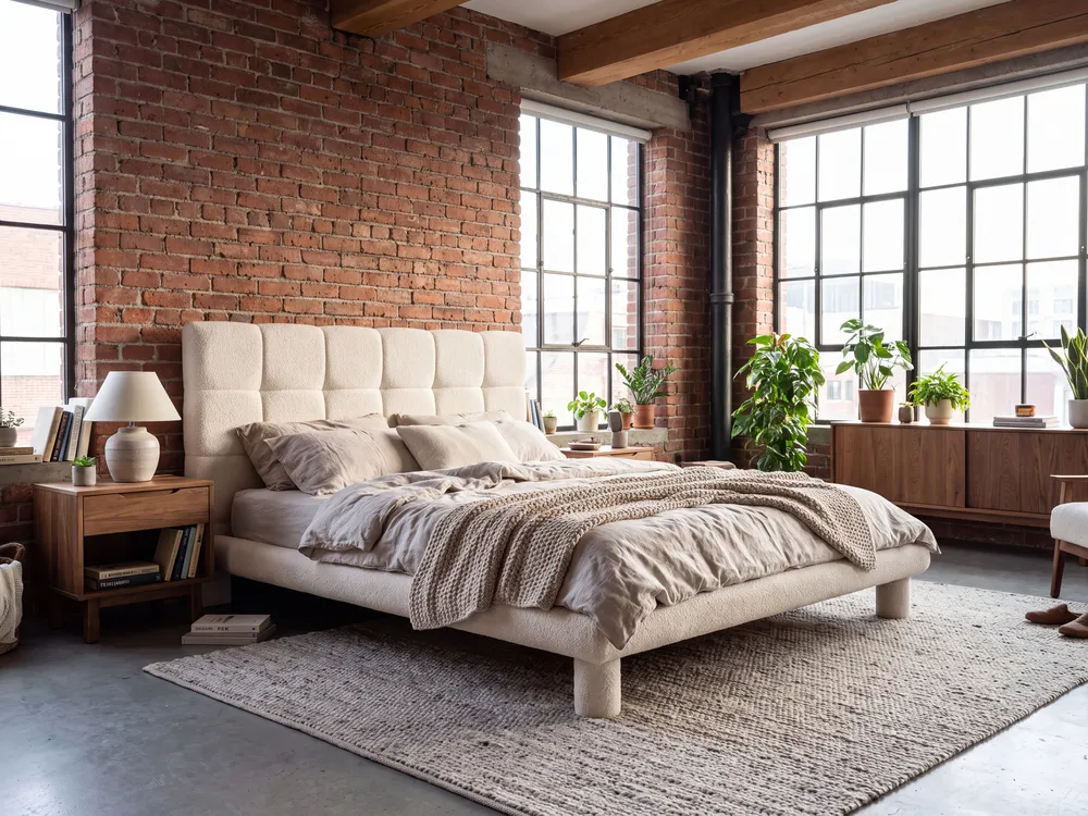 Bed Boucle CRESSAT 160 x 200 cm (EU King Size) Off-White_1150975