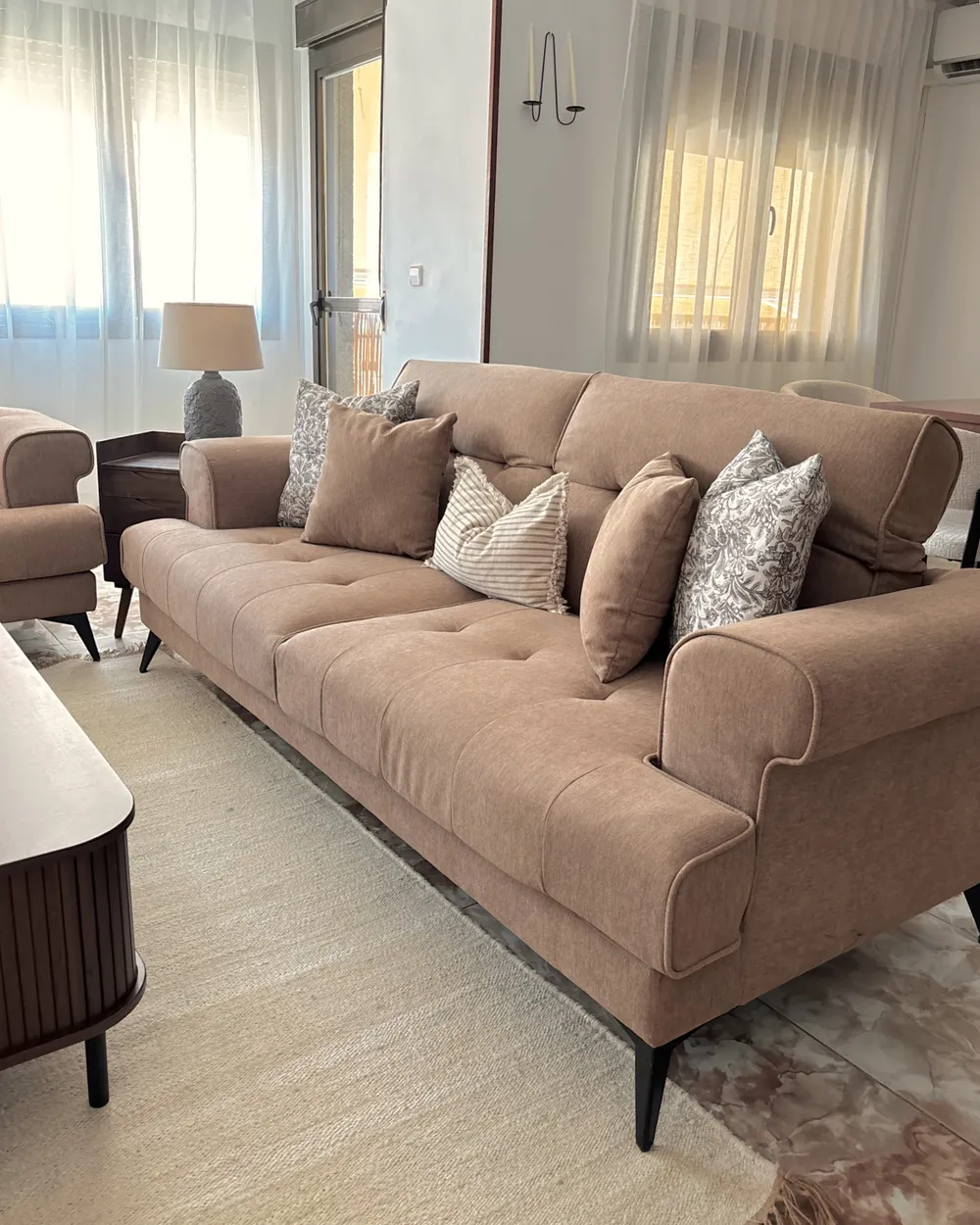 Sofa Set 5-Sitzer SKIVE Stoff Hellbraun_1001546