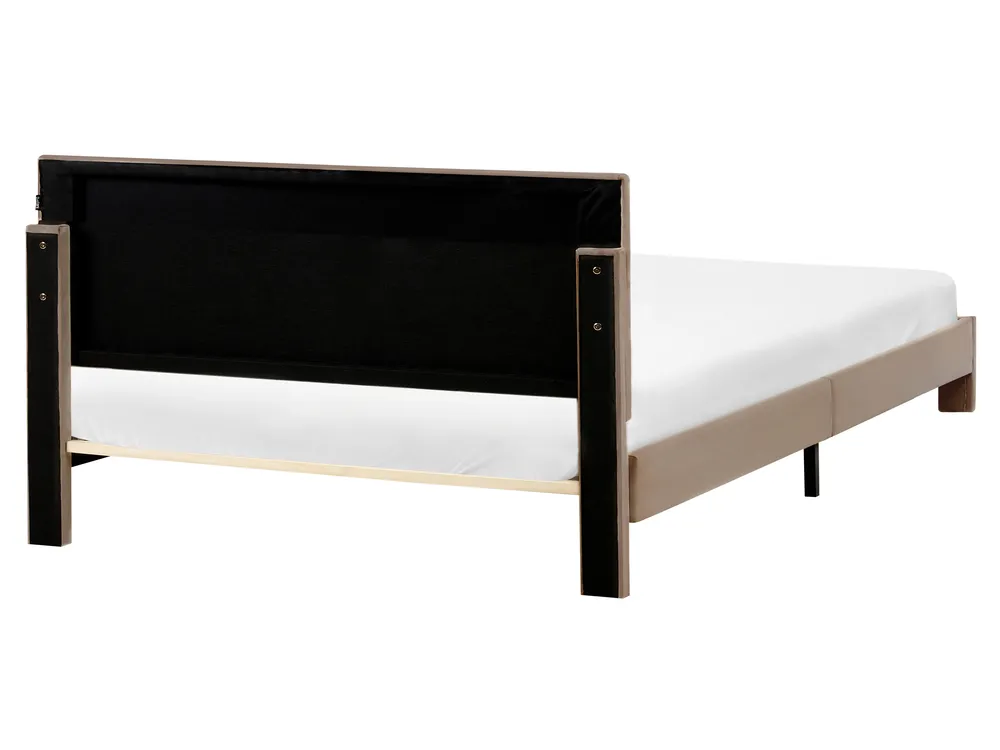 Krevet s ladicama LONZAC Samet Sivo-bež 160 x 200 cm_1014846
