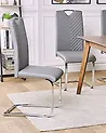 Set of 2 Dining Chairs PICKNES Faux Leather Light Grey