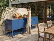 Outdoor-Küche 2er Set mit Spüle MAENZA Blau Metall_1044955