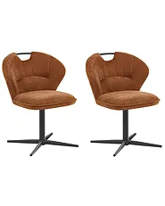 Set of 2 Chairs Swivel WORCESTER Chenille Golden Brown_1161664
