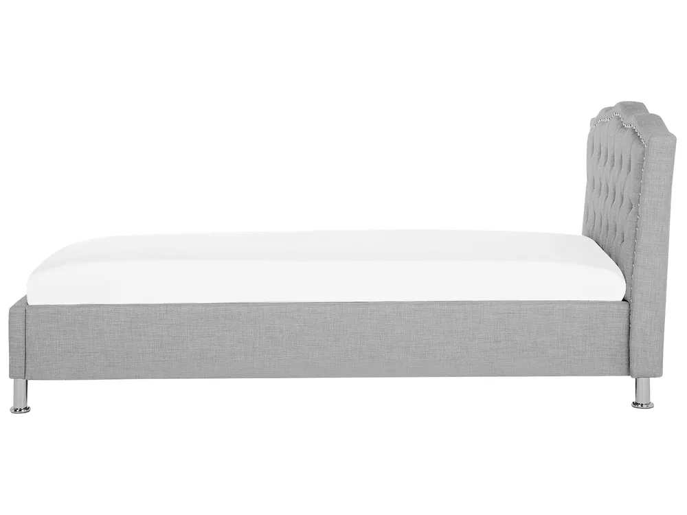 Bett mit Stauraum METZ Stoff Hellgrau 90 x 200 cm_799475