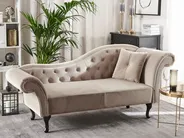 Right-Hand Chaise Longue LATTES Velvet Beige_791471